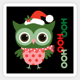 Hoo Hoo Hoo Owl Christmas Holiday Santa Sticker